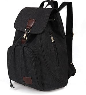 Canvas Fashion Backpacks Purse Casual Outdoor Shopping Daypacks Sports Rucksack Hiking Travel Multipurpose Bag Black