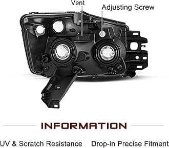 JSBOYAT Headlight Assembly Compatible with 2004-2015 Nissan Titan / 2005-2007 Armada OEM Replacement Headlamp Passenger and Driver Side Black Housing with Smoke Lens Bulbs Included