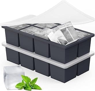 Large Ice Cube Trays, Big Silicone Ice Cube Trays 2Inch - Huge Square Ice Cubed Tray for drink (Black,1Pcs)