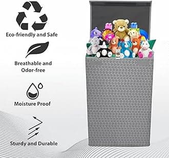 Double R Bags Stylish Foldable Laundry Bag with Handle for Clothes, Toys & Home Storage | Grey Organizer Basket, 57x30x42 cm | 1 Large Compartment | Space-Saving & Durable (Pack of 1)