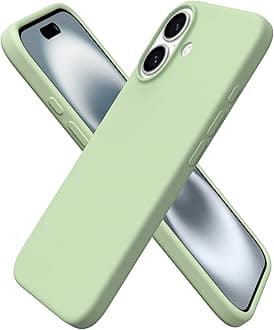 ORNARTO Compatible with iPhone 16 Case 6.1", Slim Liquid Silicone 3 Layers Full Covered Soft Gel Rubber 16 Phone Cases Cover 6.1 inch-Matcha