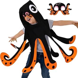 iROLEWIN Octopus Costume for Kids Fish Mask Under The Sea Animal Squid Costume Party Favors Toddler Dress-up Jellyfish Toys
