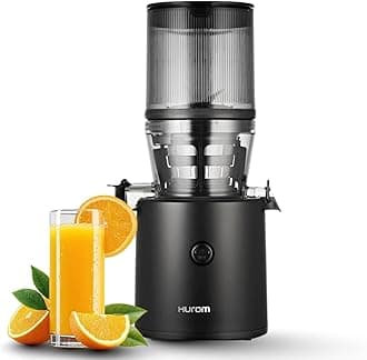 Hurom Slow Juicer, Cold Press Self-Feeding Juicer with Large Hopper for Whole Fruits & Vegetables, Quiet 150W Motor, BPA-Free Masticating Juicer, Titanium Body, Matte Black – H320N