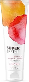 SuperTeeth Hydroxyapatite Toothpaste, Fluoride-Free with Prebiotics & Xylitol, Remineralizing Toothpaste that Freshens Breath, Fights Cavities & Removes Plaque, Adults & Kids, Strawberry Flavored