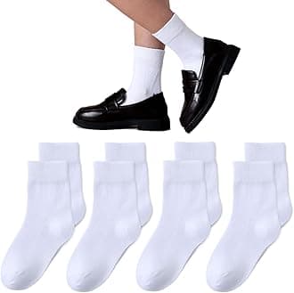 Girls Seamless Socks Crew Dress Socks Kids White School Cotton Soft Socks