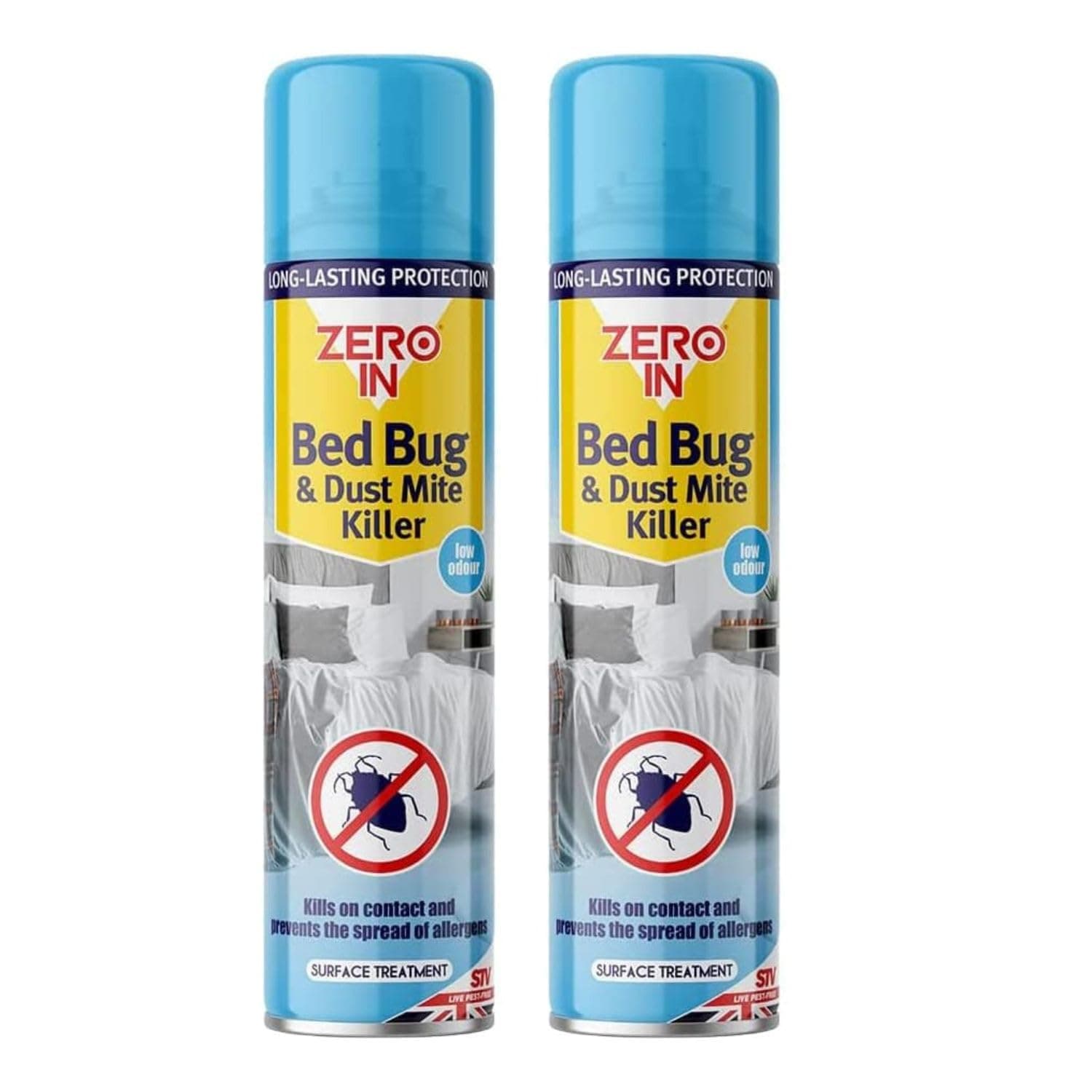 Zero in Effective Bed Bug Killer Spray for Bedbugs & Mites - Long Lasting - 12 Months Protection- Natural Fresh Linen Fragrance - Child & Pet Safe - 300 ml (Pack of 2)