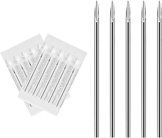Body Piercing Needles, ATOMUS 14G 16G Stainless Steel Sterile Disposable Ear Nose Navel Nipple Lip Piercing Needles (10pcs 14G)