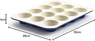 GreenLife Bakeware Healthy Ceramic Nonstick, 12 Cup Muffin and Cupcake Baking Pan, PFAS-Free, Blue