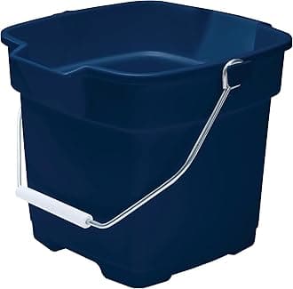 Rubbermaid Roughneck Square Bucket 12-Quart Blue Sturdy Pail Bucket Organizer Household Cleaning Supplies Projects Mopping Storage Comfortable Durable Grip Pour Handle