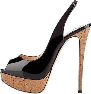 Mettesally Women's Peep Toe Platform Stilleto High Heels Slingback Sandals Pumps Ankle Strap Office Dress Shoes