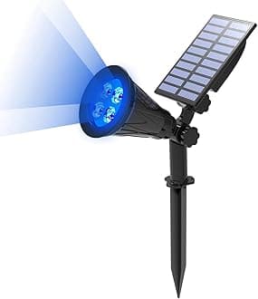 T-SUN LED Solar Spotlights Blue,4 LEDs Waterproof Solar Powered Security Garden Lights,Auto-on at Night/Auto-Off by Day, 180 Angle Adjustable for Patio,Tree,Deck,Outdoor