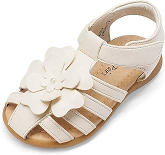 DREAM PAIRSGirls Toddler/Little Kid Closed-Toe Flower Summer Dress Sandals Shoes