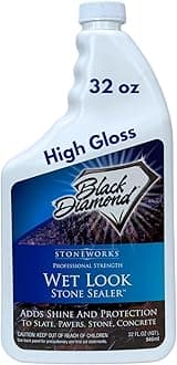 Black Diamond Stoneworks Wet Look Natural Stone Sealer Provides Durable Gloss and Protection to: Slate, Concrete, Brick, Sandstone, Driveways, Garage Floors. Interior or Exterior. 1 QT