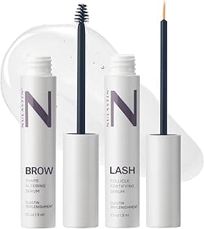 Eyelash Serum & Brow Serum - Lash & Brow Dual System - Eyebrow & Eyelash Enhancing Serums with Keratin & Peptides for Fuller Looking Lashes & Brows (2 Count, 0.1 Fl Oz Each)
