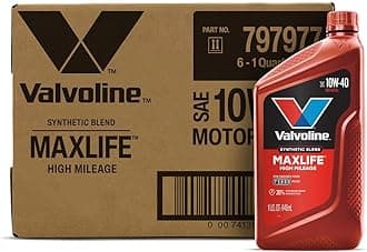 Valvoline High Mileage with MaxLife Technology SAE 10W-40 Synthetic Blend Motor Oil 1 QT, Case of 6