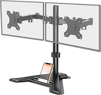 MOUNT PRO Dual Monitor Stand, Free-Standing Full Motion Monitor Desk Mount Fits 2 Screens up to 27 inches,17.6lbs with Height Adjustable, Swivel, Tilt, Rotation, VESA 75x75 100x100, Black