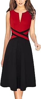 VFSHOW Womens Elegant Front Zipper Slim Work Business Office Party Cocktail Skater A-Line Dress