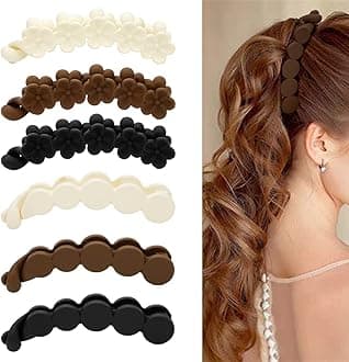 Matte Flower Banana Hair Clips - 6PCS Strong Hold Hair Accessories for Women and Girls, Suitable for Ponytails, Buns, and Styling Thick or Thin Hair