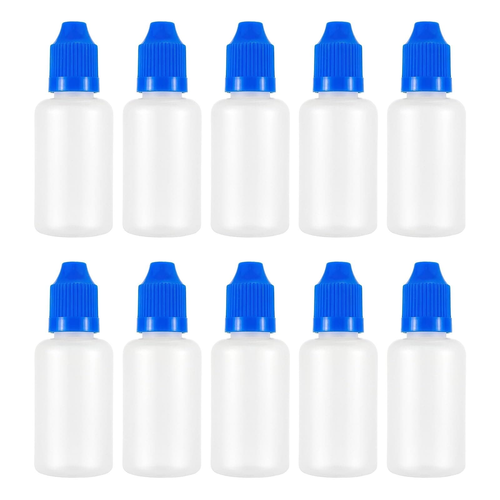 30ml Empty Plastic Eye Dripper Liquid Water Squeezable Dropper Bottle with Blue Cap Pack of 10