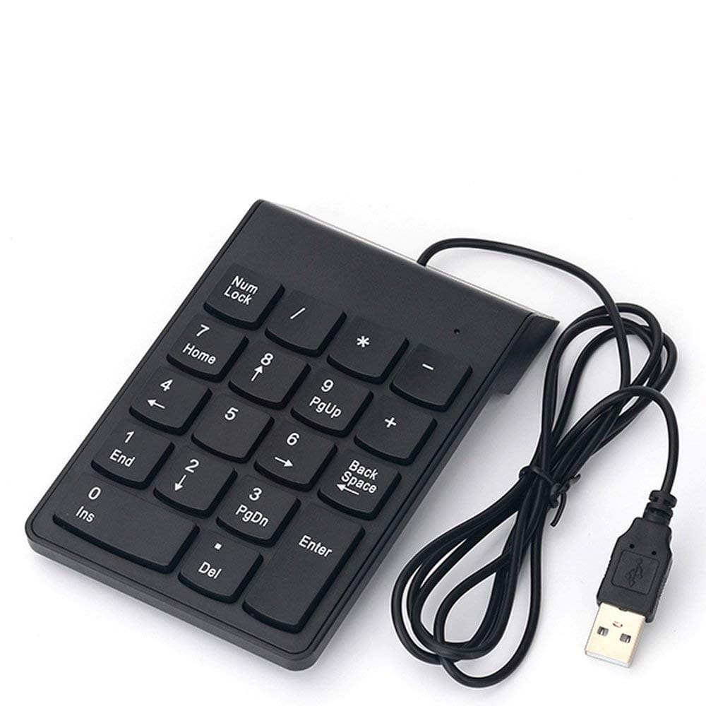 GANIX USB 2.0 Wired Numeric Keypad Slim Mini Number Pad Digital Keyboard 18 Keys forLaptop Tablet Desktops (Black)