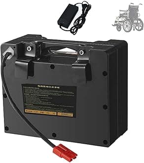 24V Lithium-Ion Battery 20AH/25AH/30AH/35AH Rechargeable Battery with Charger BMS Protection Board for Electric Wheelchair Battery,Black,30ah