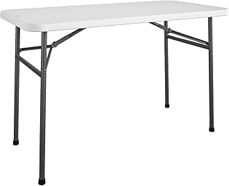 COSCO 4 ft. Straight Utility, White, Indoor & Outdoor, Portable, Camping, Tailgating, & Crafting Folding Table, 4 Foot