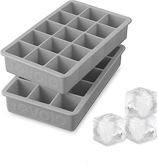 Silicone Ice Cube Tray Oyster Gray Pack of 2 BPA Free Ice Tray Mold for Coffee Drinks Cocktails, Dishwasher Safe Easy Release Perfect 1 Inch Cube Ice Tray for Whiskey Bourbon Spirits