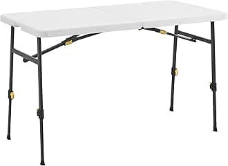 Living and More 4ft Height Adjustable Half Folding Table, White