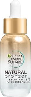 Ambre Solaire Natural Bronzer Self Tan Drops for Face, with Hyaluronic Acid & Coconut Water, Gradual & Natural Looking Tan, Vegan Formula 30ml