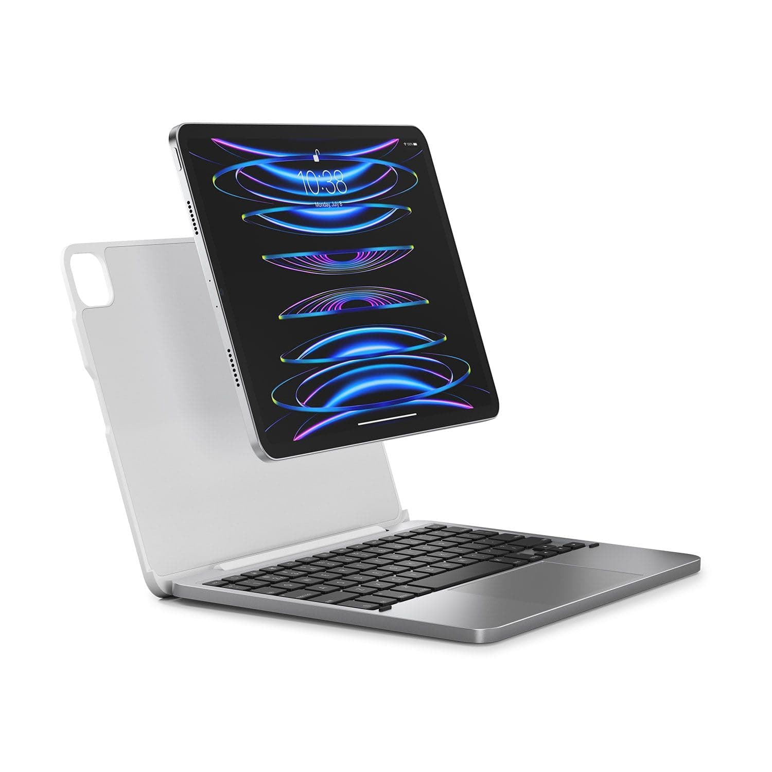 11 MAX+ Wireless Keyboard Case with Multi-Touch Trackpad for iPad Pro 11-inch (1st, 2nd & 3rd Gen) and iPad Air (4th Gen), Integrated Magnetic SnapFit Case Silver Keyboard White Case