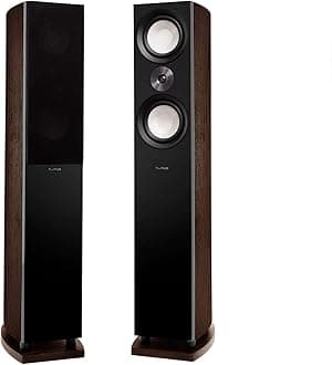 Fluance Reference High Performance 3-Way Floorstanding Loudspeakers with Down-Firing 8" Subwoofers for 2-Channel Stereo Listening or Home Theater System - Walnut/Pair (XL8FW)