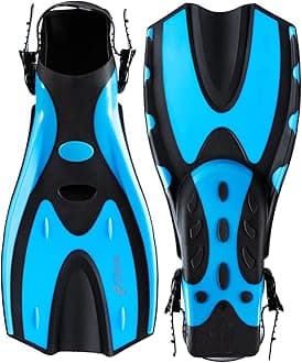 Two Bare Feet Adjustable Diving Fins – Swim, Snorkel & Scuba Fins for Adults – Full Foot Flippers with Easy Strap – Ideal for Holidays, Pool, Sea & Water Sports