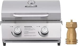 Tabletop Propane Gas Grill for Outdoor Portable Camping Cooking with 1 Pound Tank Adapter(2 items)