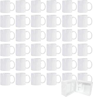 36pcs Sublimation Mugs, 11oz White Coffee Cup Set, Ceramic Coffee Mug, with Foam Box, Machine Washable, White Ceramic Cups Bulk Mugs for Tea Latte Hot Cocoa