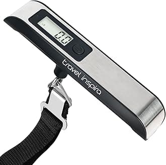 travel inspira Luggage Scale, Portable Digital Hanging Baggage Scale for Travel, Suitcase Weight Scale with Rubber Paint, 110 Pounds, Battery Included, Black Stainless steel