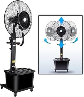 3-Speed Standing Misting Fan Floor Fan with 90° Oscillation, 26in/29.5in Water Tank Air Flow Fan Mist Fan, 320W/380W Spray Fan for Industrial Commercial Jobsite Gym (Size : 75cm/380W)