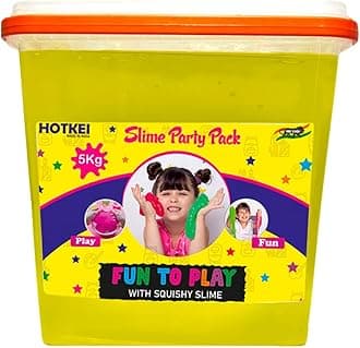 HOTKEI (5 Kg) Yellow Fruit Scented Big DIY Magic Toy Slimy Slime Clay Gel Jelly Putty Set kit for Boys Girls Kids Slime Party Pack Bucket