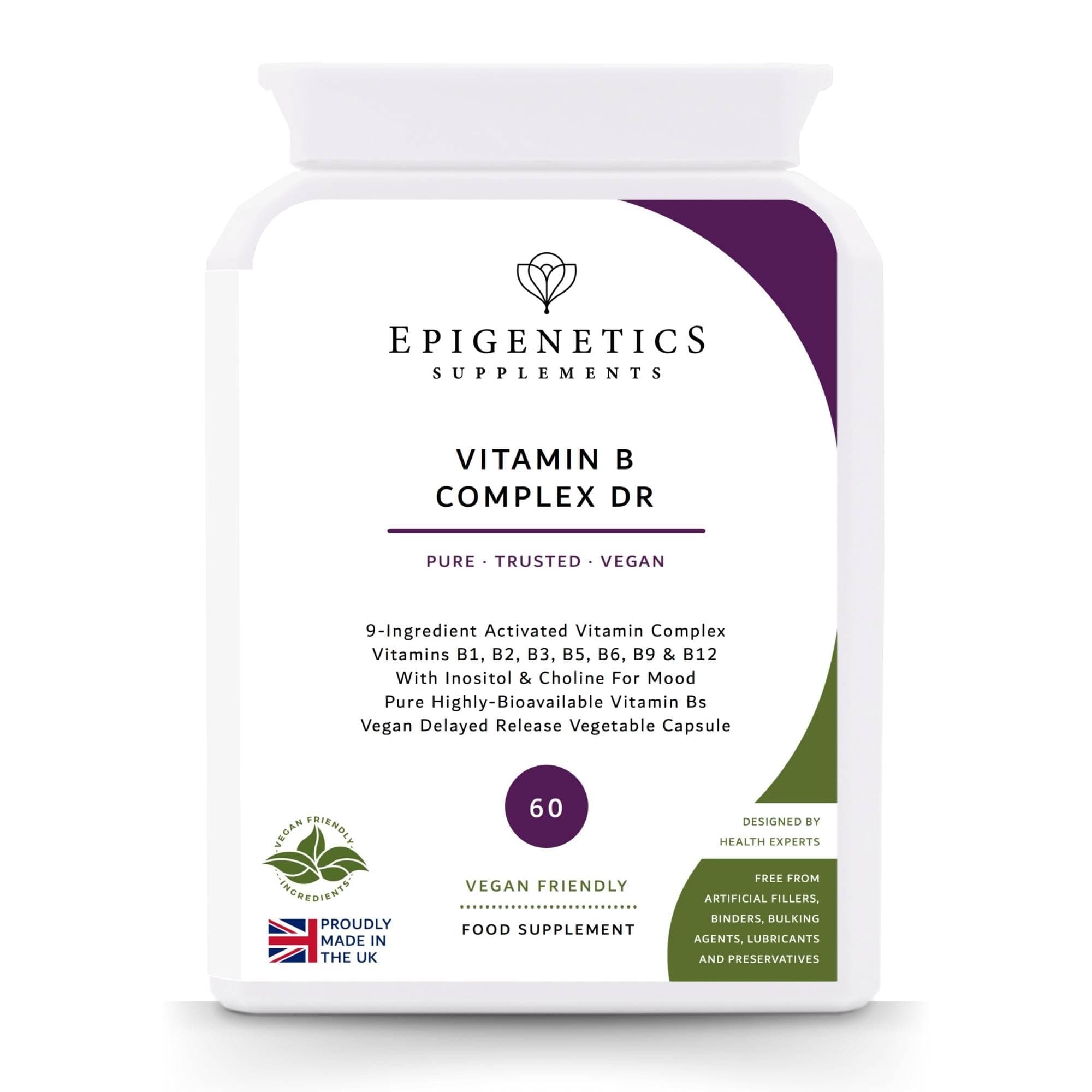 Vitamin B Complex Delayed Release Capsules | High Strength B1, B2, B3, B5, B6, B12, Biotin, Choline, Folic Acid, Inositol, Zinc, Magnesium | 60 Vegan Capsules UK Made | 2 Month Supply