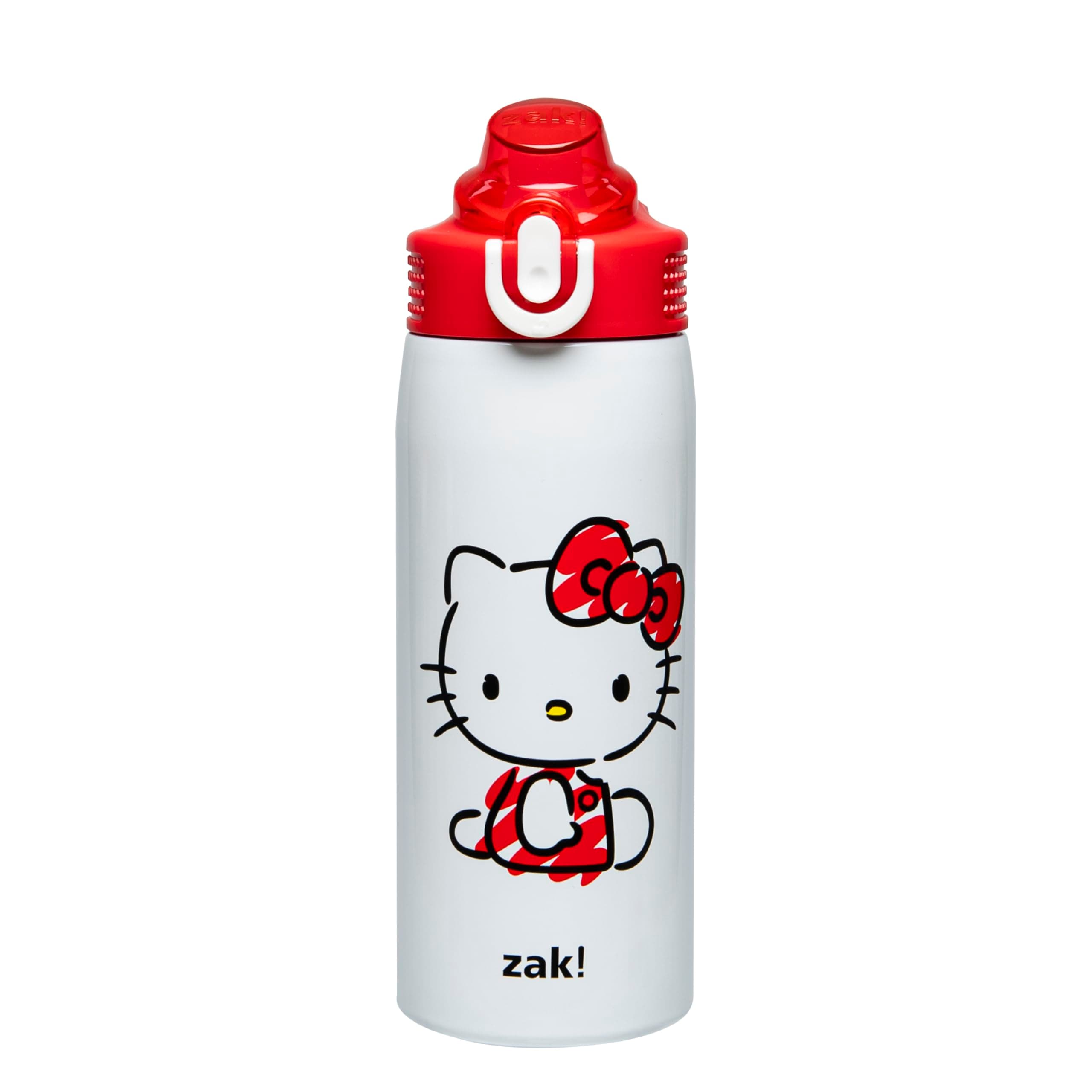 Sanrio Sage Kids Water Bottle For School or Travel, 19oz Stainless Steel Water Bottle With Straw, Handle, and Leak-Proof, Pop-Up Spout Cover (Hello Kitty)
