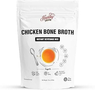 HearthyFoods Chicken Bone Broth Powder - 16oz 454g - Instant Powdered Beverage Mix, Chicken, Halal, Keto & Paleo Friendly - 32 Servings