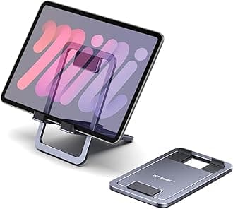 JSAUX Universal Tablet Stand, Portable Foldable Tablet Holder for Desk Compatible with iPad mini/Air, Samsung Galaxy Tab, Kindle Fire, Steam Deck, Switch 2, ROG Ally, iPhone and Other Tablets-Gray