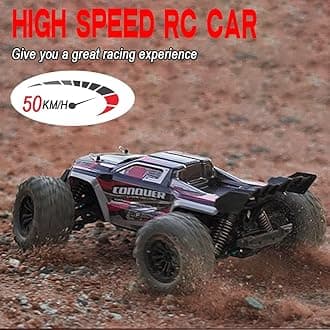 RC Cars 1:16 Scale Remote Control Car 50 KMH High Speed Fast 4WD RC Truck for Kids Adults Boys 2.4 GHz All Terrains RC Buggy Off-Road Drift RC Monster Trucks with 3 Batteries (Red)