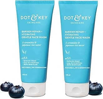 DOT & KEY Barrier Repair + Hydrating Gentle Face Wash With Probiotic | Ceremide Face Wash| For Dry Skin,Normal Skin &Sensitive Skin | Gently Cleanses Skin From Dirt &Oil For Unisex,175 Ml Combo Pack of 2
