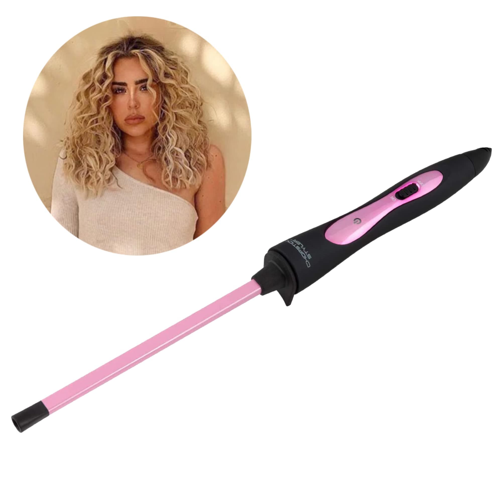 HERO Curling Wand Iron, Rectangular 10mm Thin Titanium Barrel for Corkscrew Spiral Chopstick Curls, Professional Curler with Temperature Control for Long & Short Hair