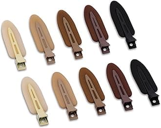 10 Pcs Creaseless No Crease No Bend Flat Hair Clips For Styling Non Slip Makeup Clips For Women Salon Hairstyle,Matte Black Brown Beige
