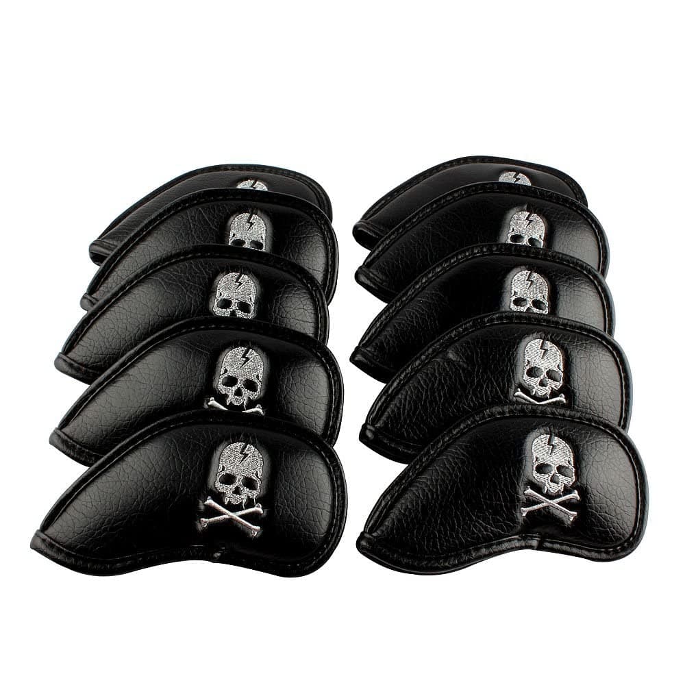 Skull Skeleton Black Golf Club Head Covers Headcover for Woods Driver and Hybrids Irons