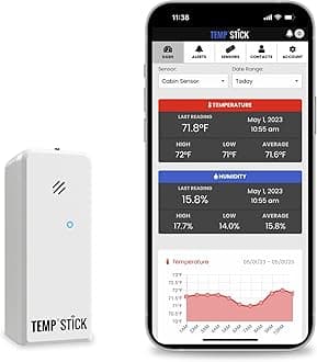Temp Stick Remote WiFi Temperature & Humidity Sensor. No Subscription. 24/7 Monitor, Unlimited Text, Push & Email Alerts. Free Apps, Made in America. Use with Alexa, IFTTT. Monitor Anywhere, Anytime.