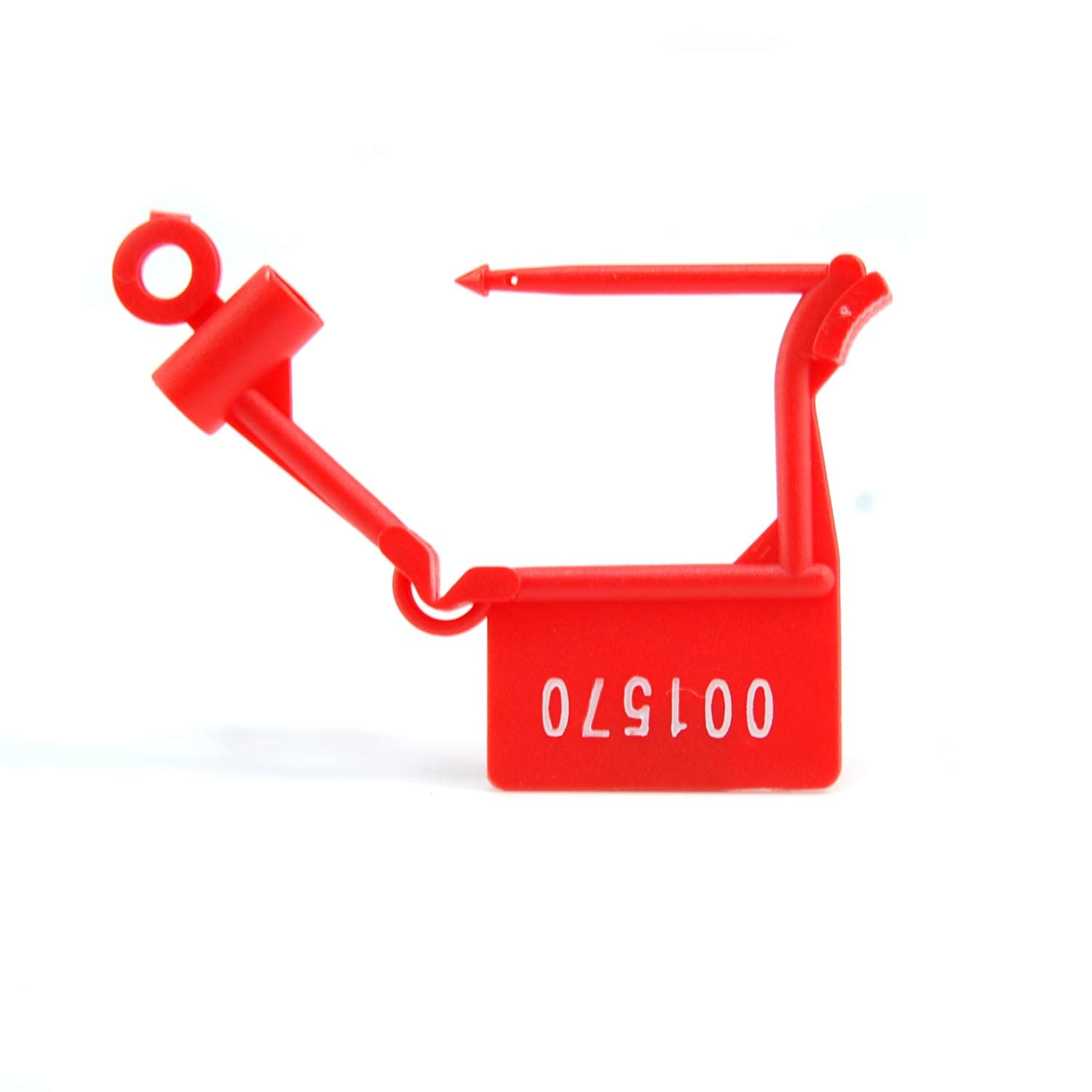 Plastic Security Padlock Seals Numbered Tamper Proof Disposable Self-Locking Plastic Medical Tags (Pack of 100 PCS) (Red)