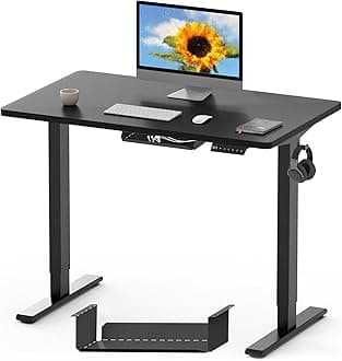 ONE PIECE Electric Standing Desk Height Adjustable Desk Sit Stand Desk with 4 Memory Smart Pannel and Backpack Hook for Home Office, 100 x 60cm Black