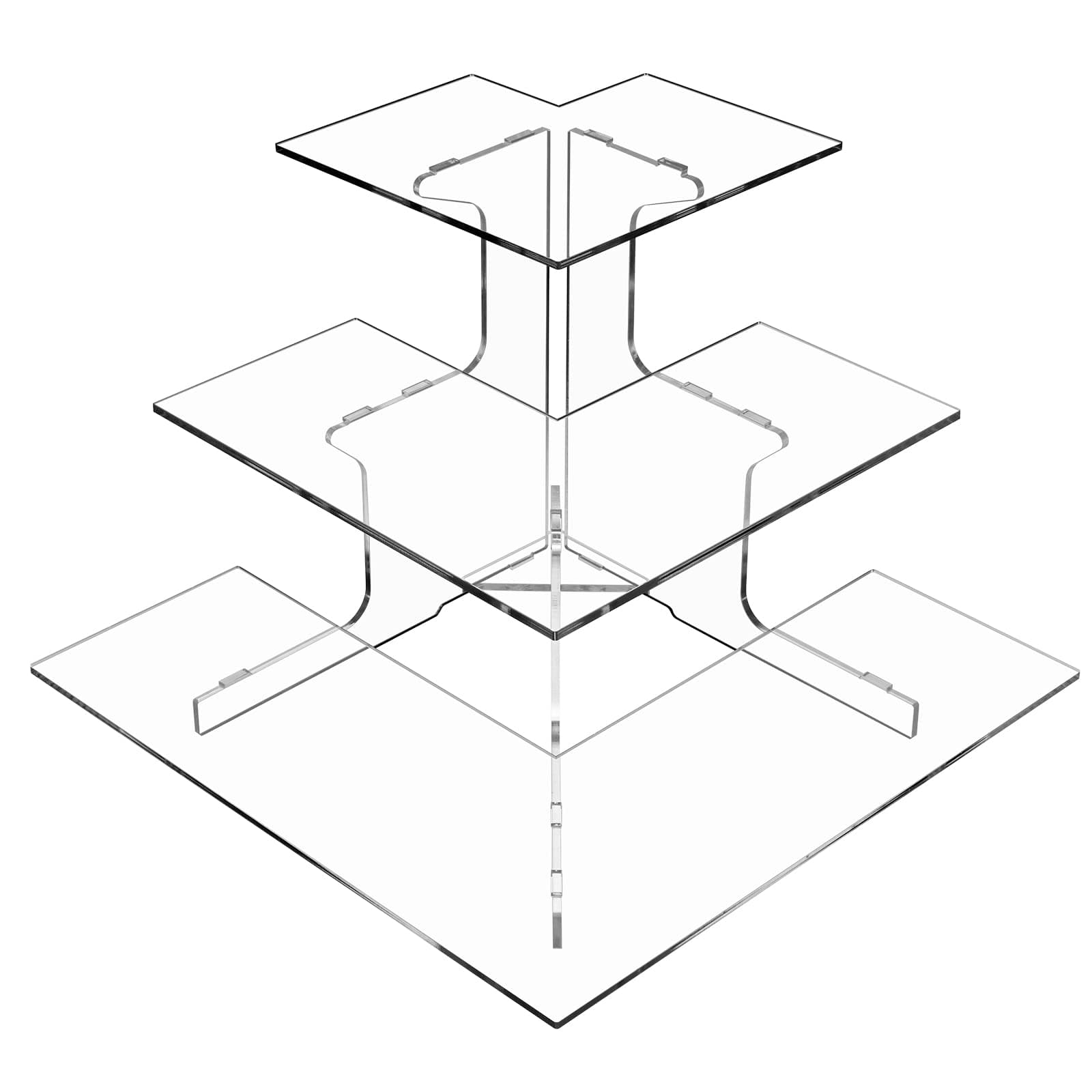 Acrylic Risers Display Shelf Combination 3 Tier Corner Riser Display Rack, Acrylic Step Corner Display Riser Stand for Desserts, Cupcake, Jewelry, Perfume, Liquor Bottle Display (Corner - Clear )